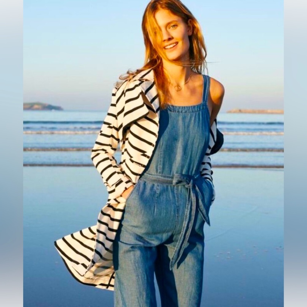 Madewell Stripe Trench Coat Black & White